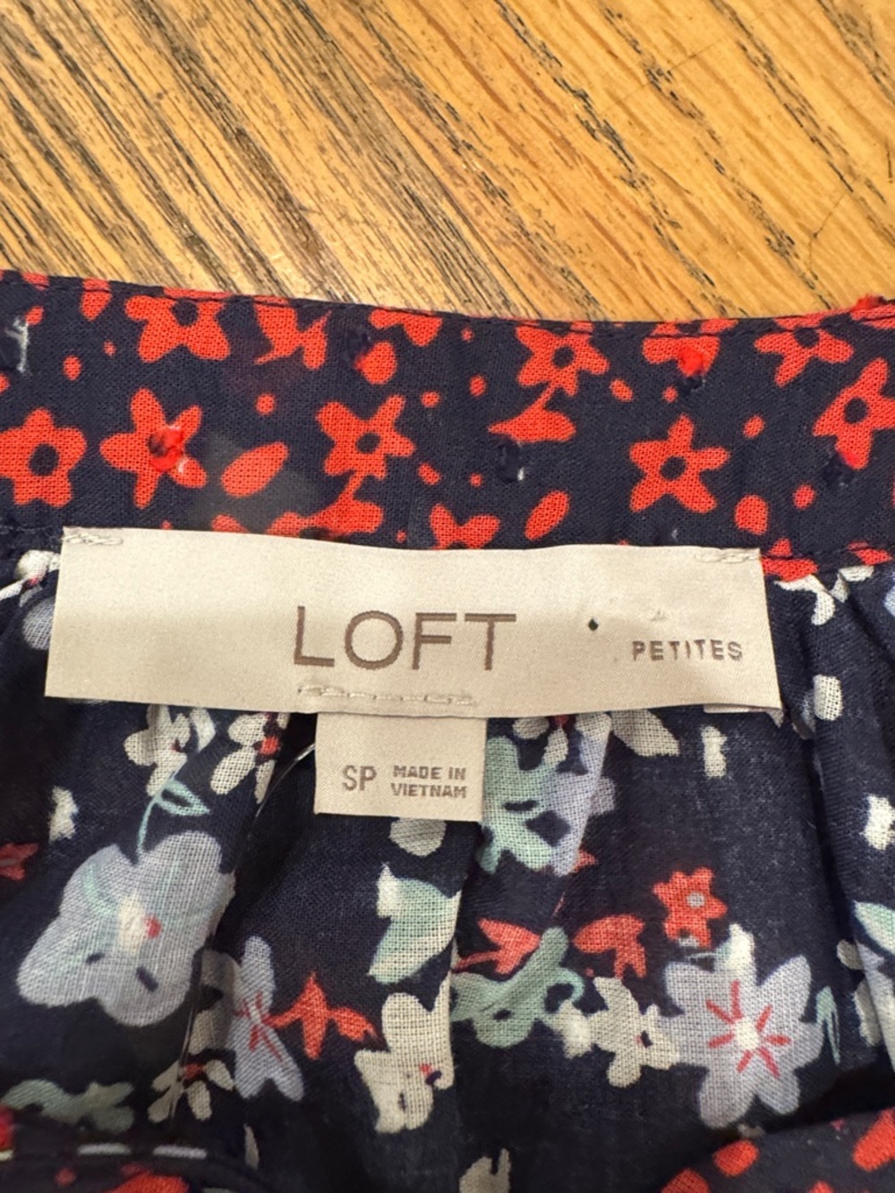 LOFT Petites Navy Blouse with Red Floral Print - Picture 2 of 10